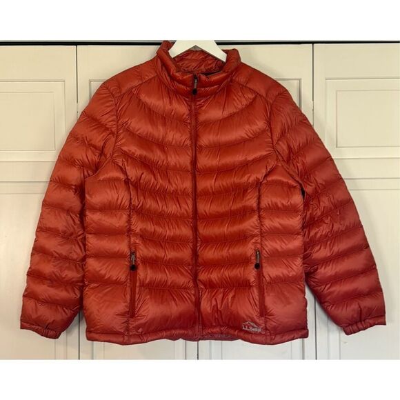 L.L. Bean 850 Down Fill ultralight puffer jacket orange XL petite - Picture 4 of 13